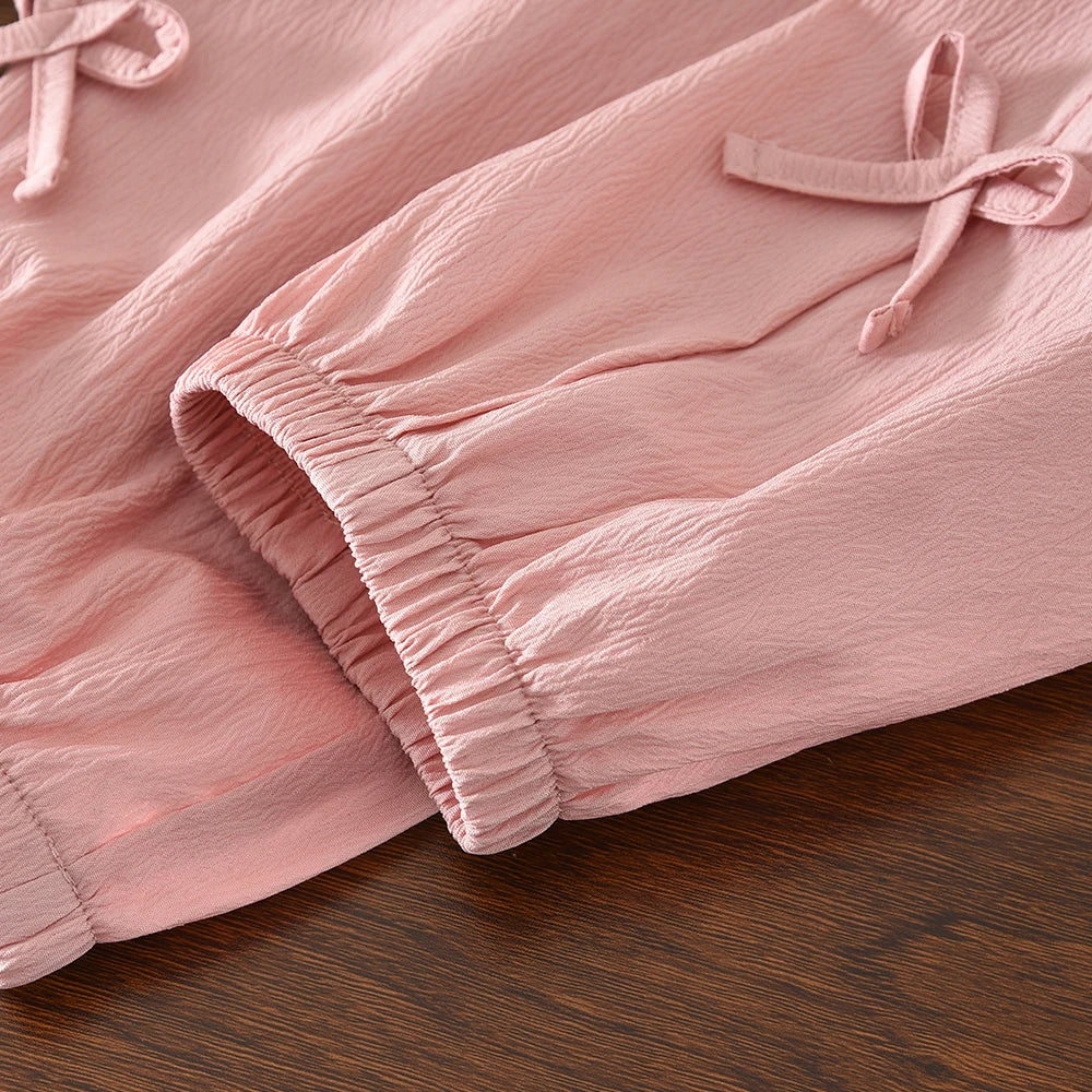 Conjunto Menina – Laço & Manga Balão Rosa 🎀.