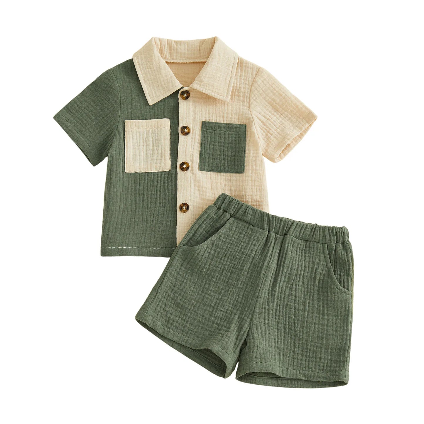 Conjunto Menino – Camisa & Calções Bicolor ☀️.