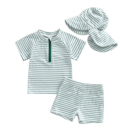 Conjunto Praia Menino – Proteção UV às Riscas 🌊.