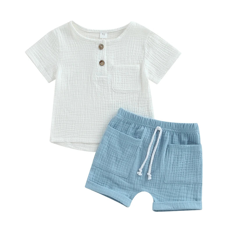 Conjunto Bebé Menino às Riscas.