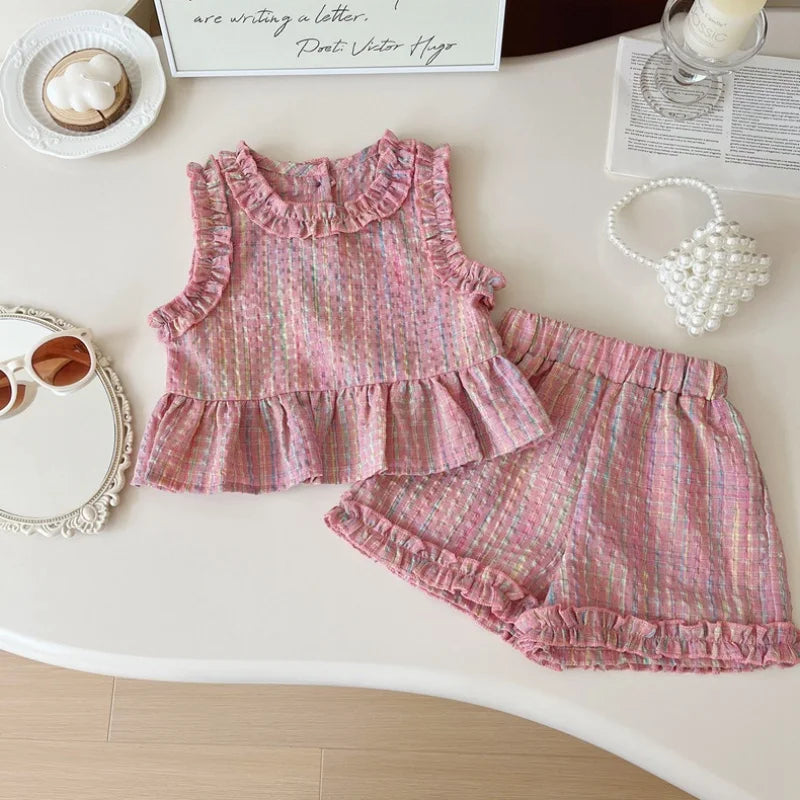 Conjunto Menina – Xadrez de Verão 🌸.