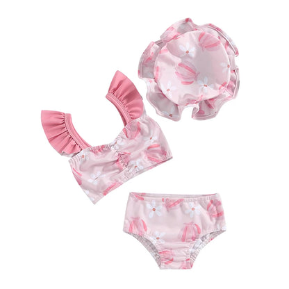 Biquíni Bebé Menina Floral com Chapéu