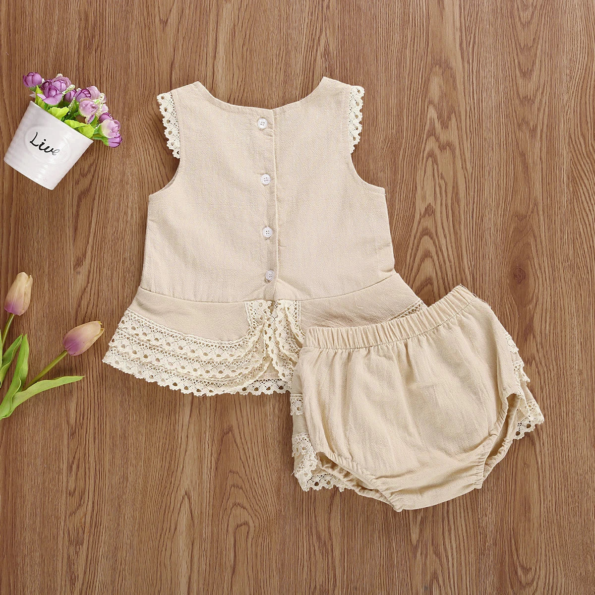 Conjunto Bebé Menina – Riscas Leves de Verão 🎀.