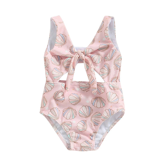 Fato de Banho Menina – Floral & Conchas de Verão 🐚.