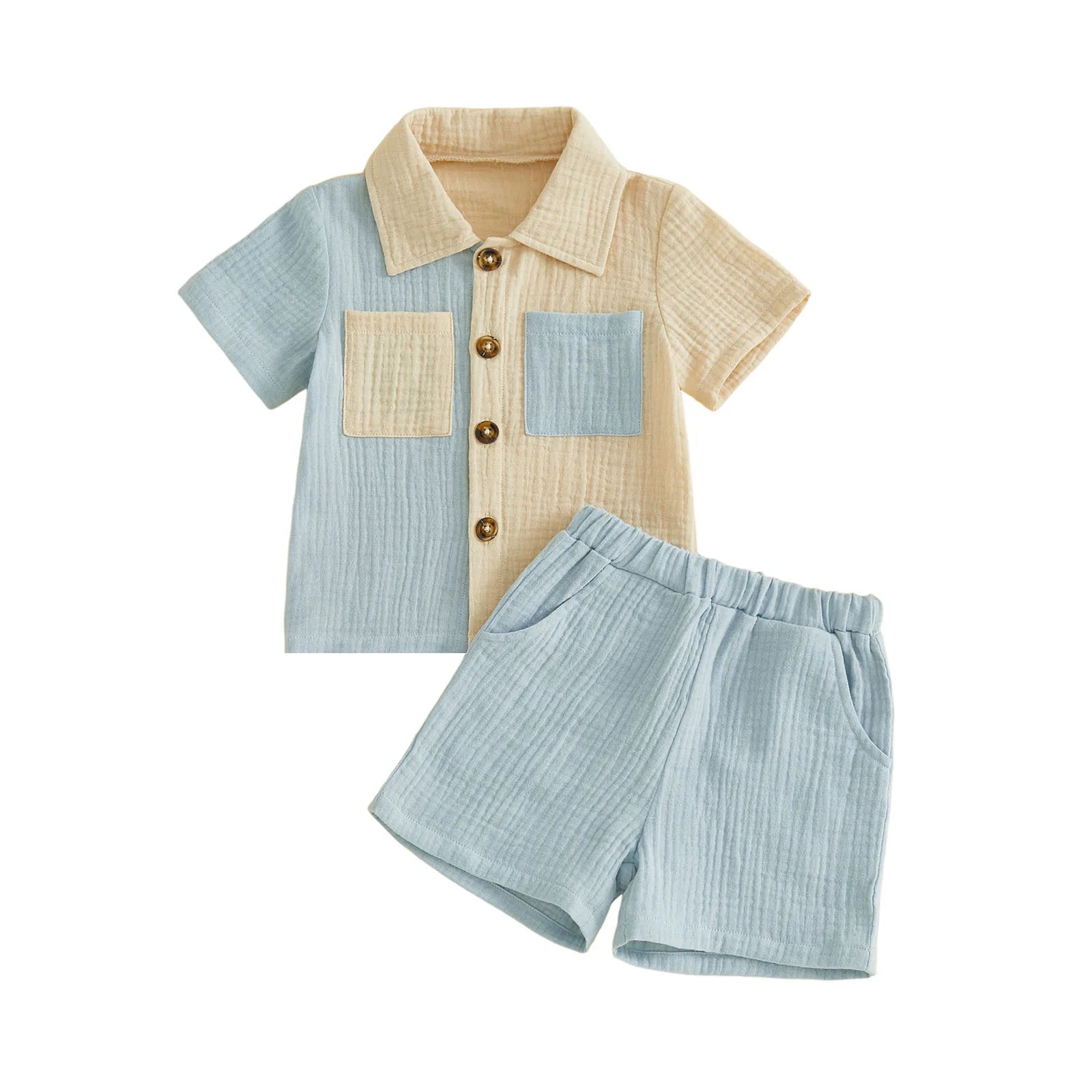 Conjunto Menino – Camisa & Calções Bicolor ☀️.