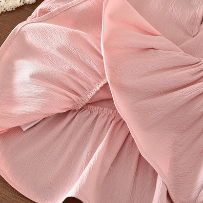 Conjunto Menina – Laço & Manga Balão Rosa 🎀.