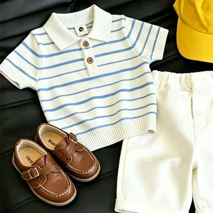Conjunto Menino Polo às Riscas
