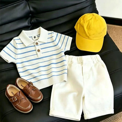 Conjunto Menino Polo às Riscas