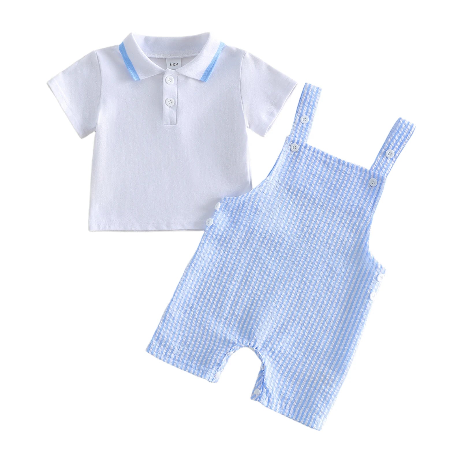 Conjunto Menino – Camisa & Jardineiras às Riscas ☀️.