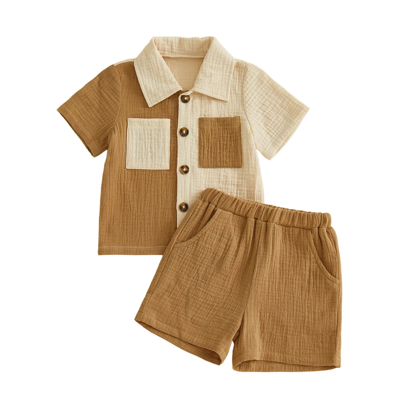 Conjunto Menino – Camisa & Calções Bicolor ☀️.