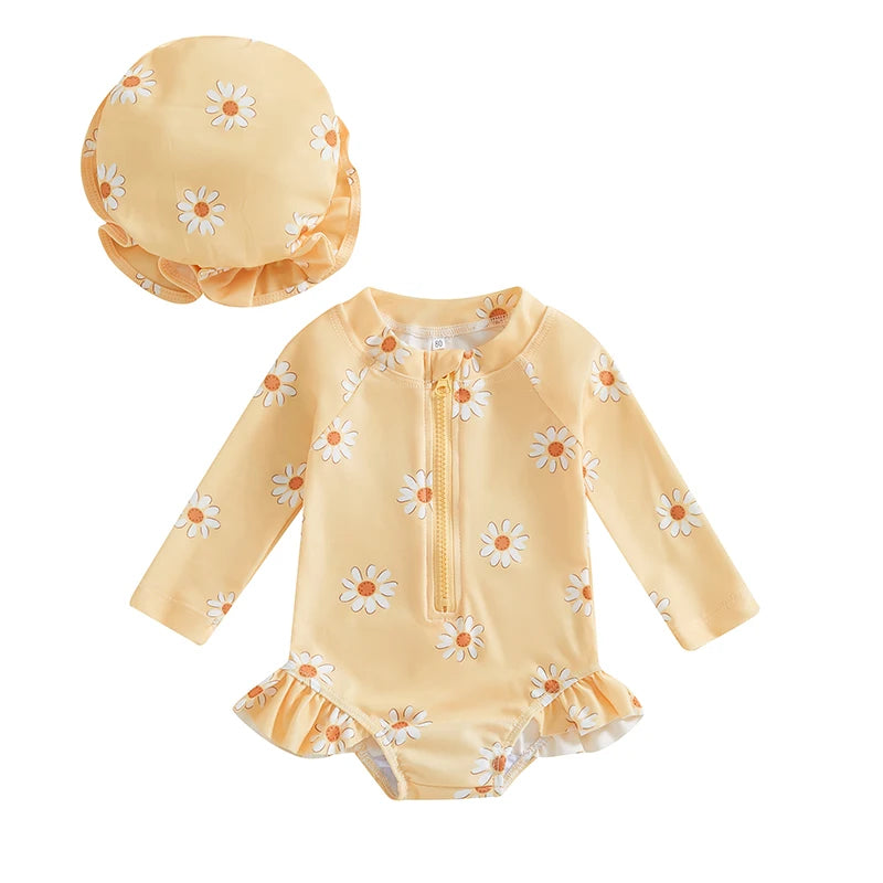 Fato de Banho Menina – Floral com Proteção UV 🌸☀️.
