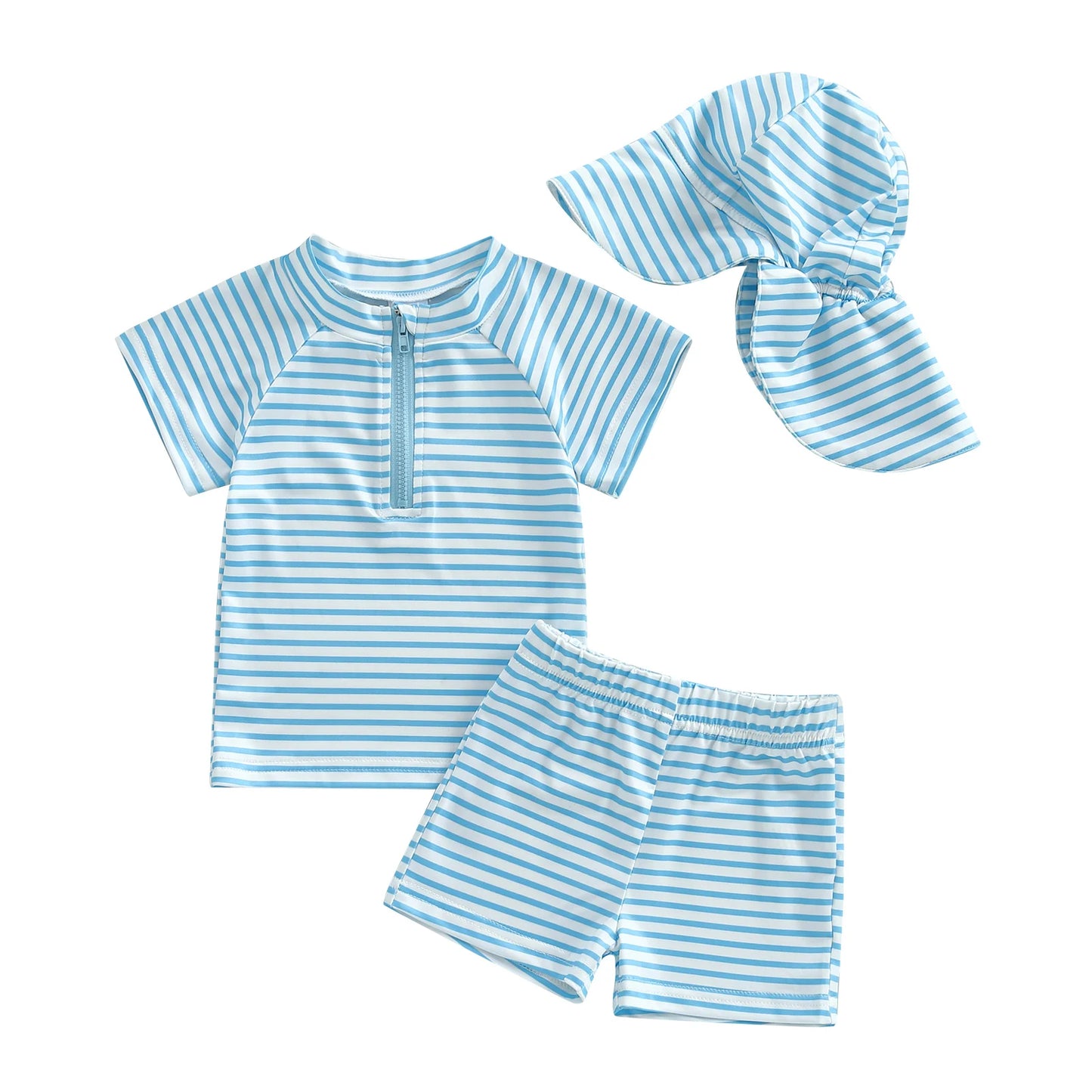 Conjunto Praia Menino – Proteção UV às Riscas 🌊.