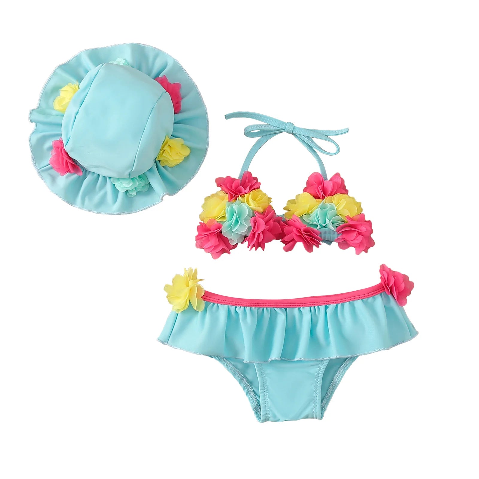 Biquíni Bebé Menina 3 Peças Floral.
