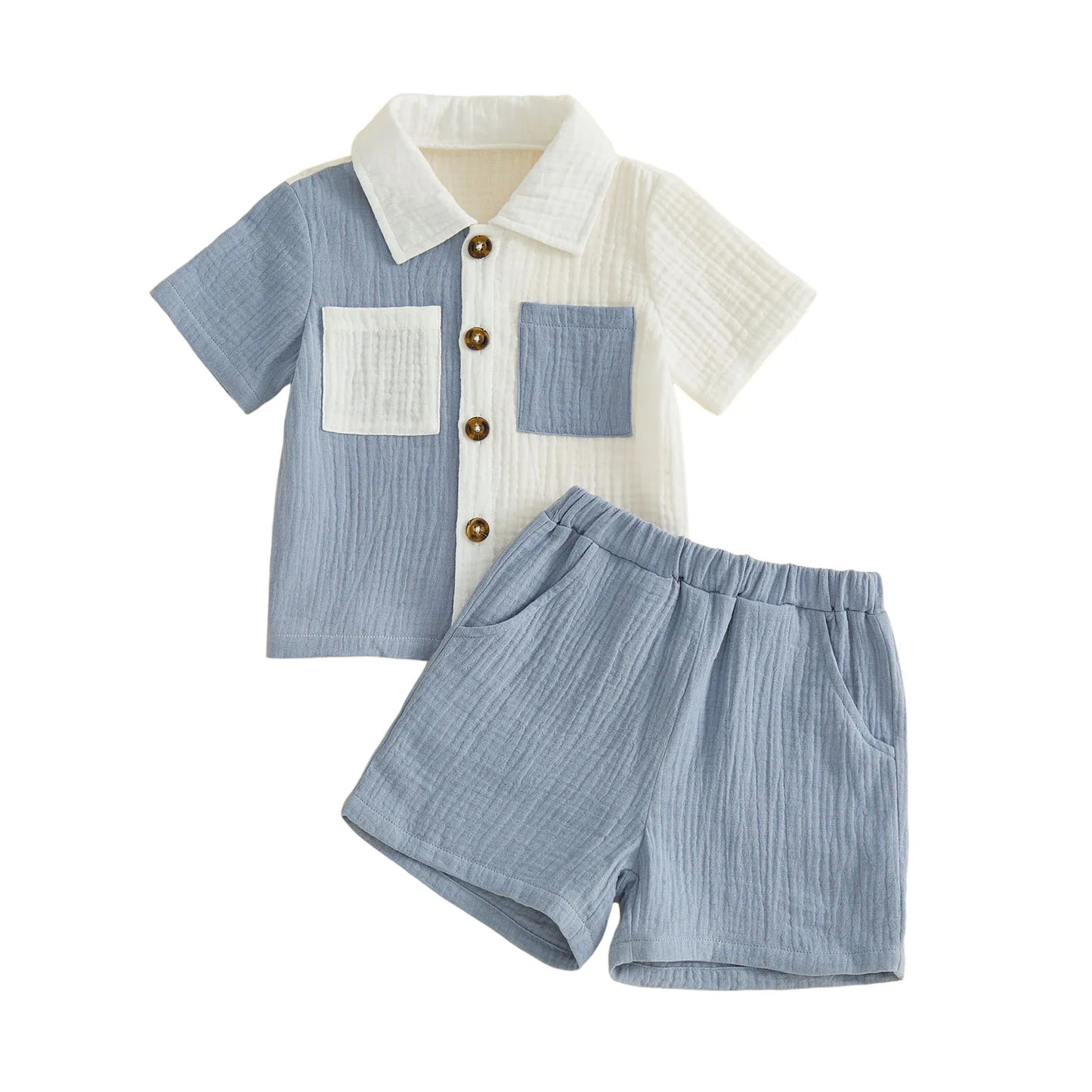 Conjunto Menino – Camisa & Calções Bicolor ☀️.