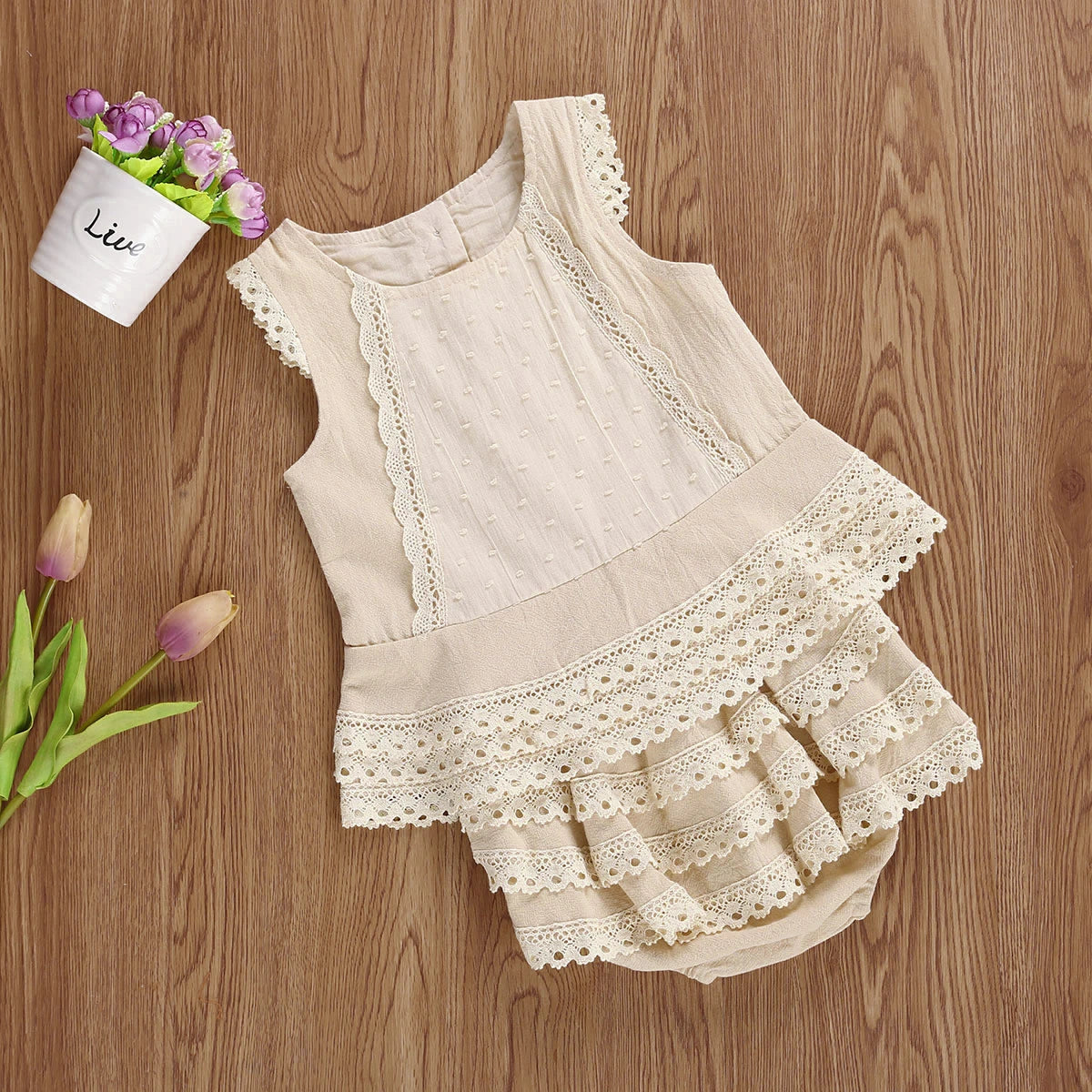 Conjunto Bebé Menina – Riscas Leves de Verão 🎀.