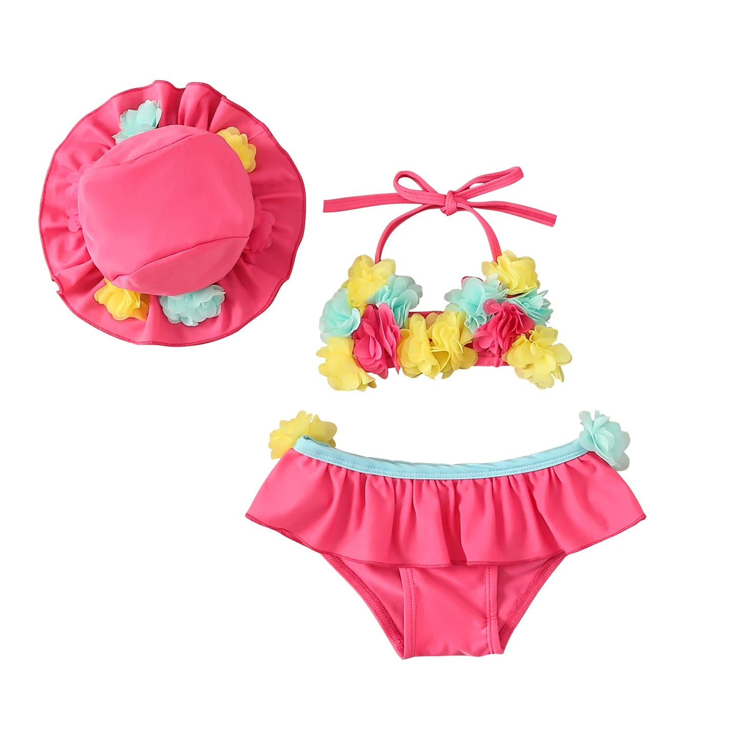 Biquíni Bebé Menina 3 Peças Floral.
