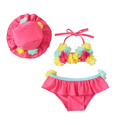 Biquíni Bebé Menina 3 Peças Floral.