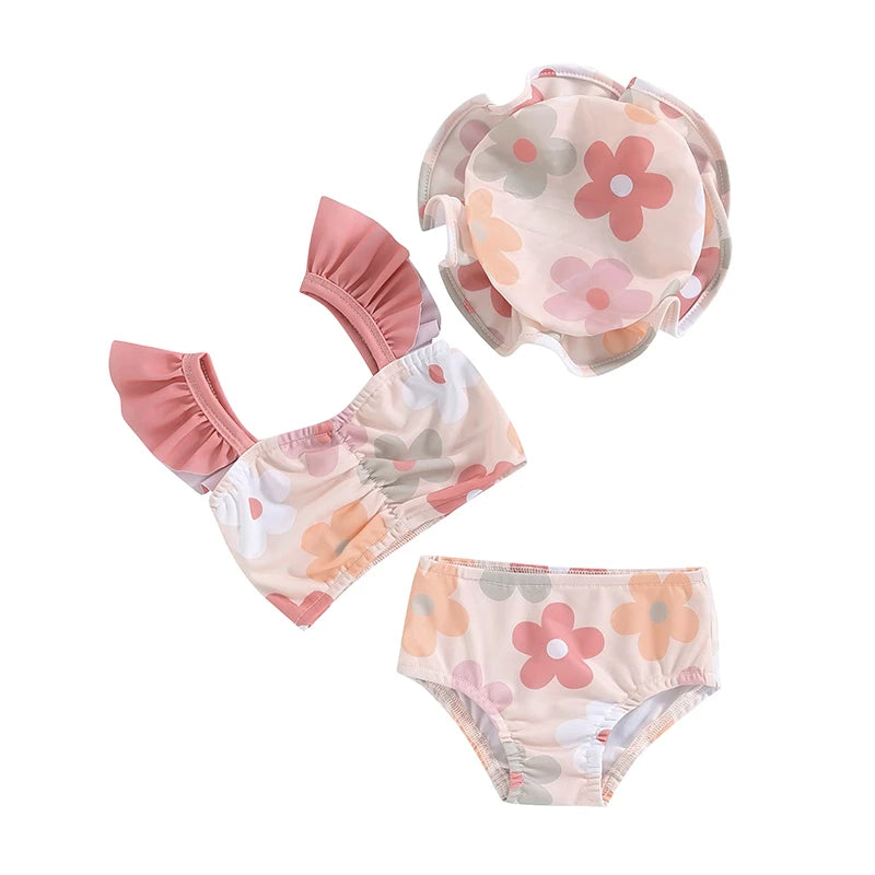 Biquíni Bebé Menina Floral com Chapéu