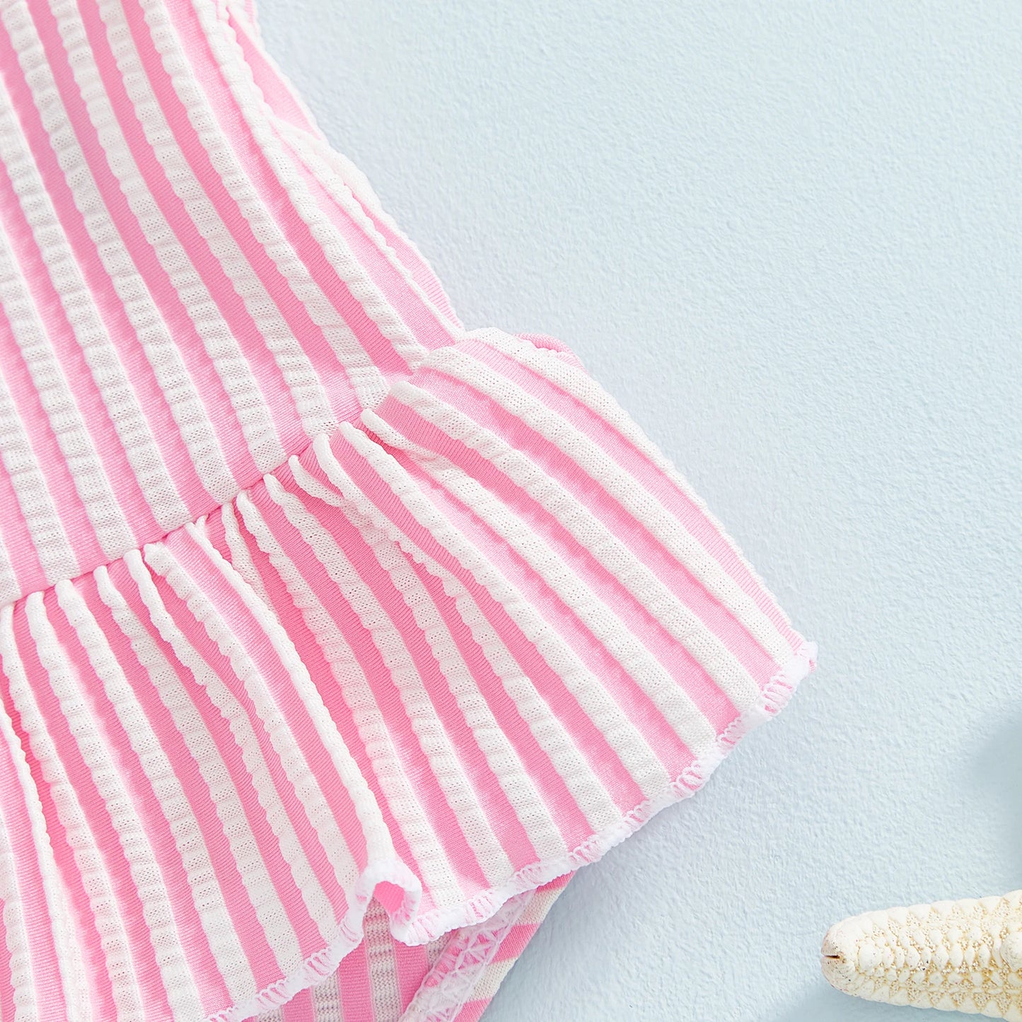 Citgeett Summer Kids Toddler Girl Swimsuit Stripes Print Ruffle Sleeveless Skirt Bathing Suit Swimwear Clothes.