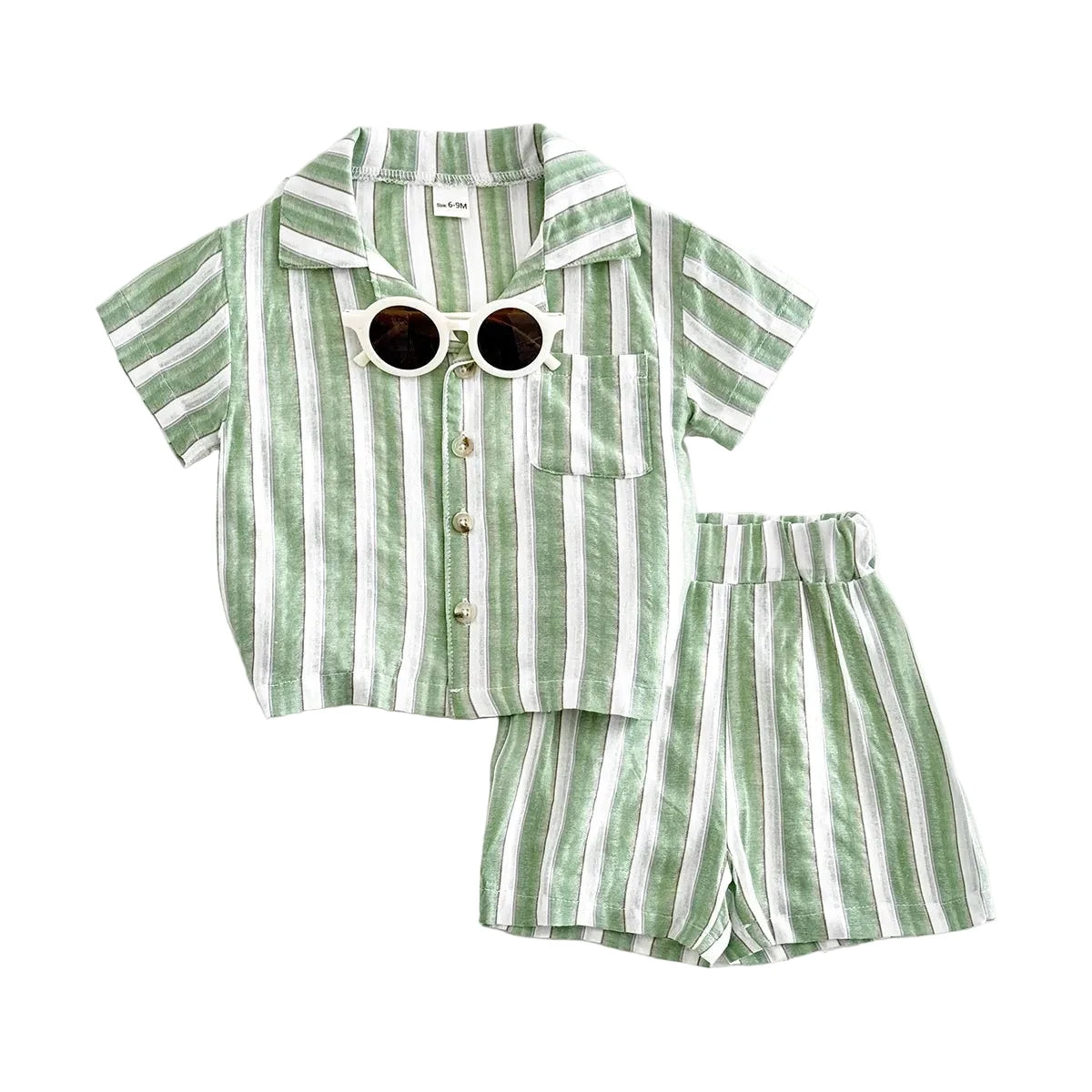 Conjunto Bebé – Camisa às Riscas & Calção ☀️.